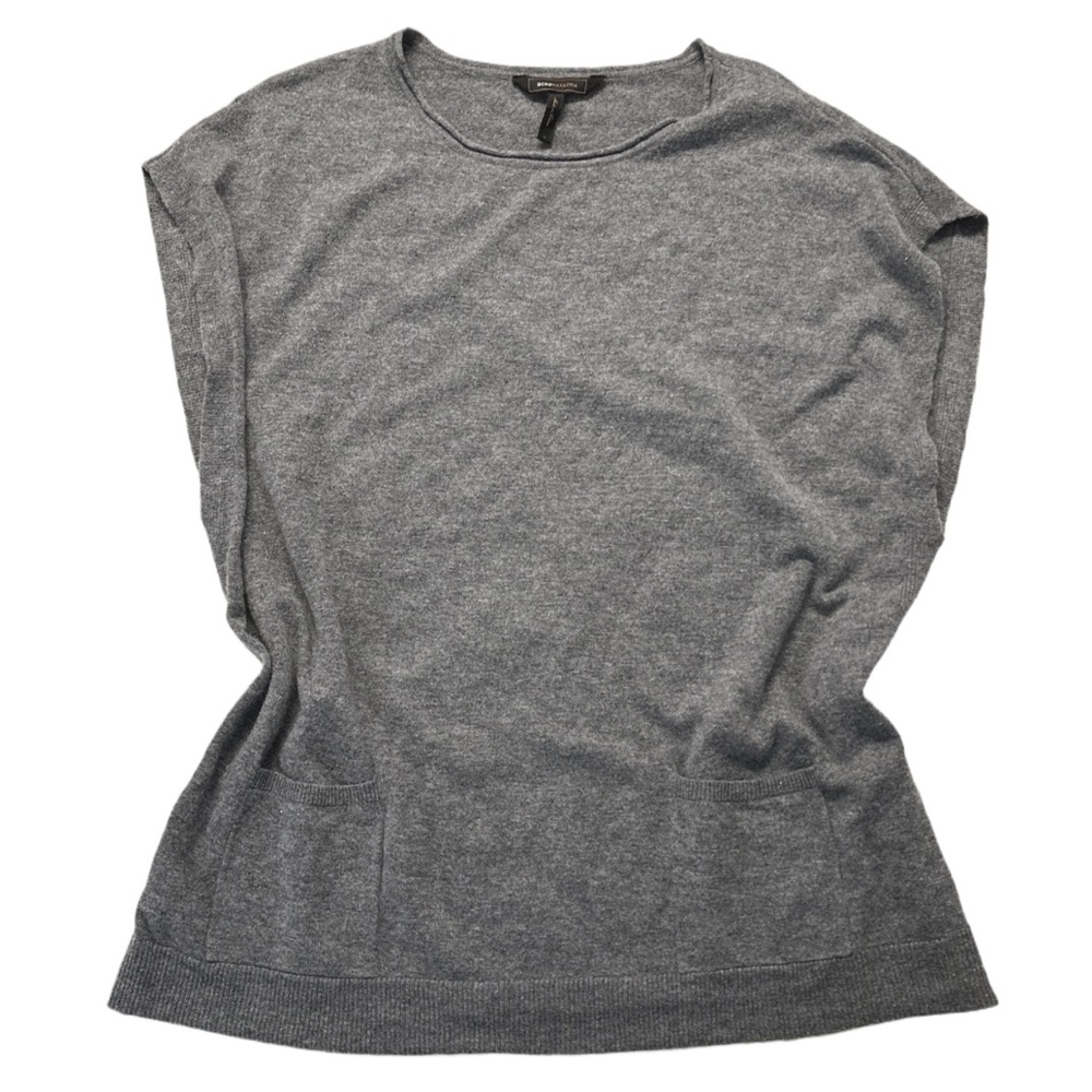 BCBGMAXAZRIA women's grey 100% lambswool oversized poncho top, L.